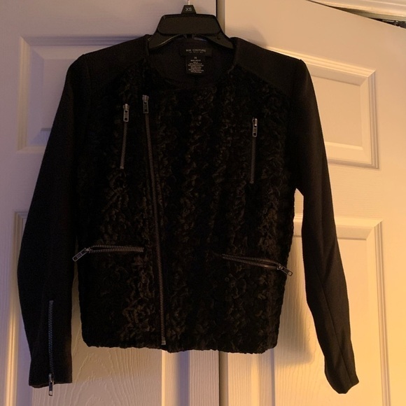 Mm couture by miss me fleece mix biker jacket - Picture 2 of 7